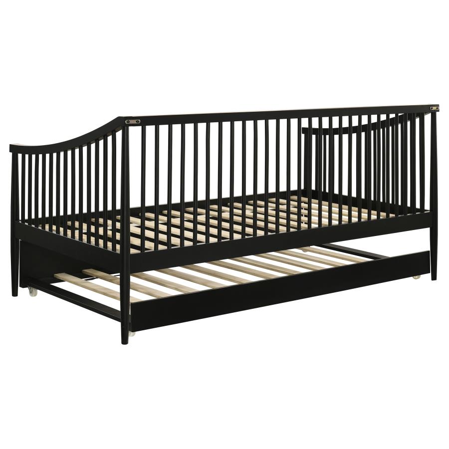 Delgado Black Twin Wood Daybed with Trundle-Metro Mattress